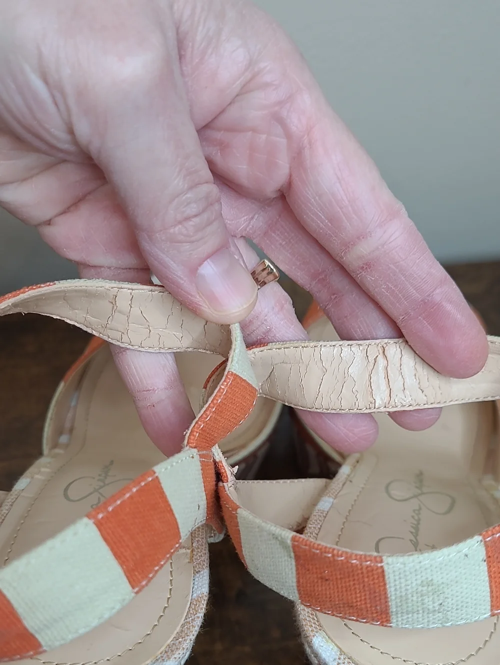 Jessica Simpson PAPAYA Orange & Cream Sundown Yacht Striped Platform Heels (9)